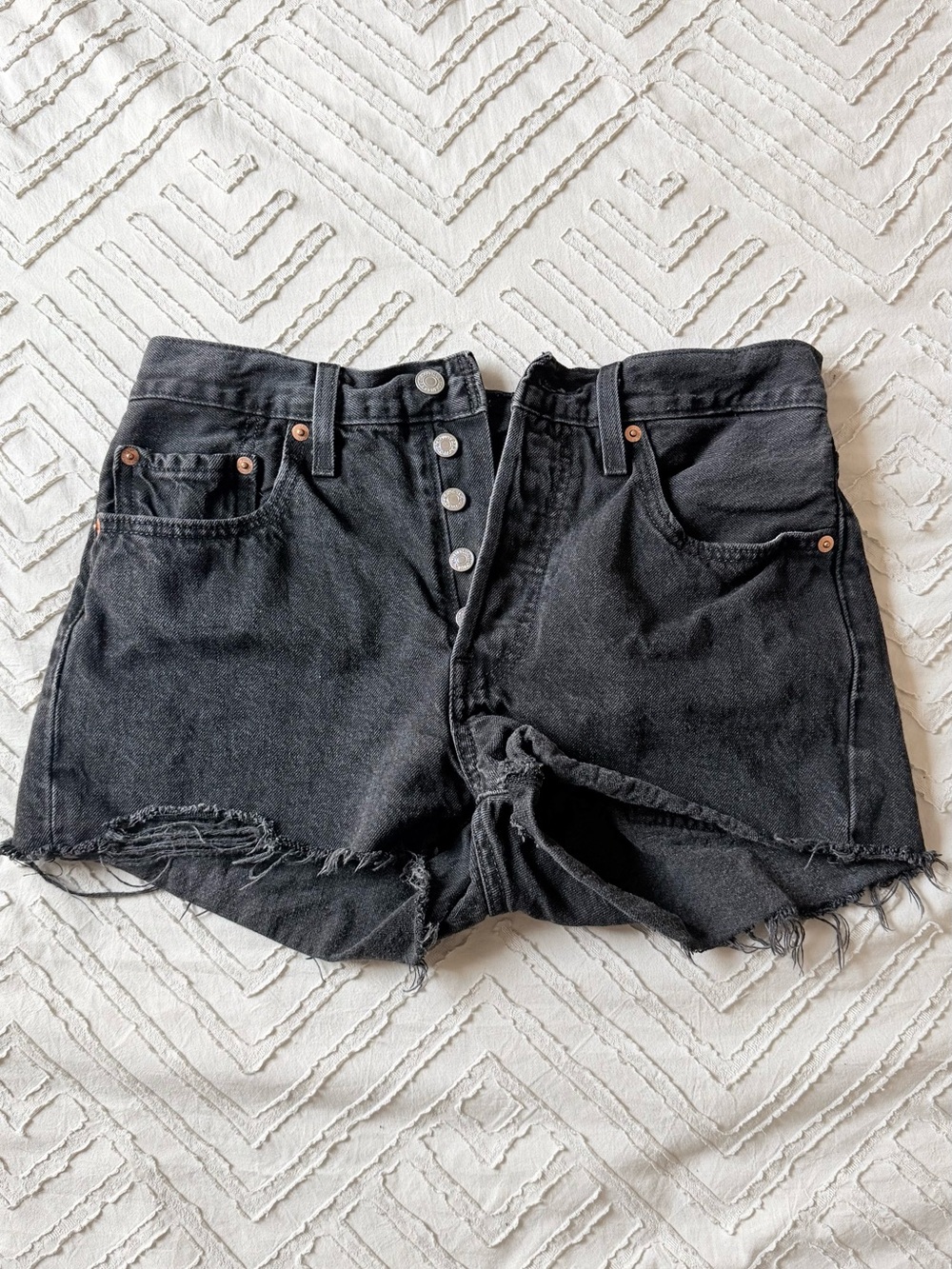 Levi’s Black Denim Shorts with Button Fly